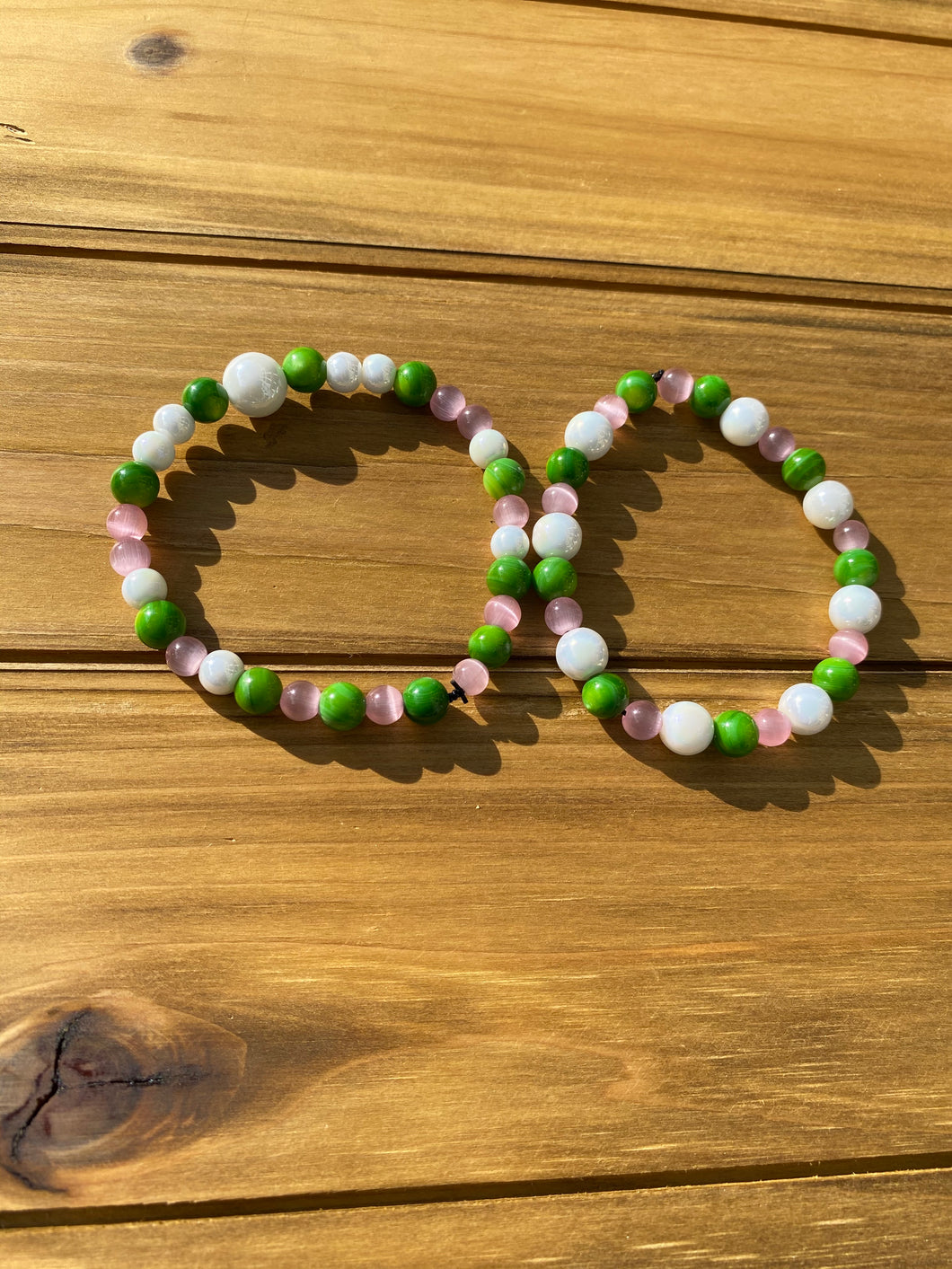 Pink, Green, and Pearl Bracelet