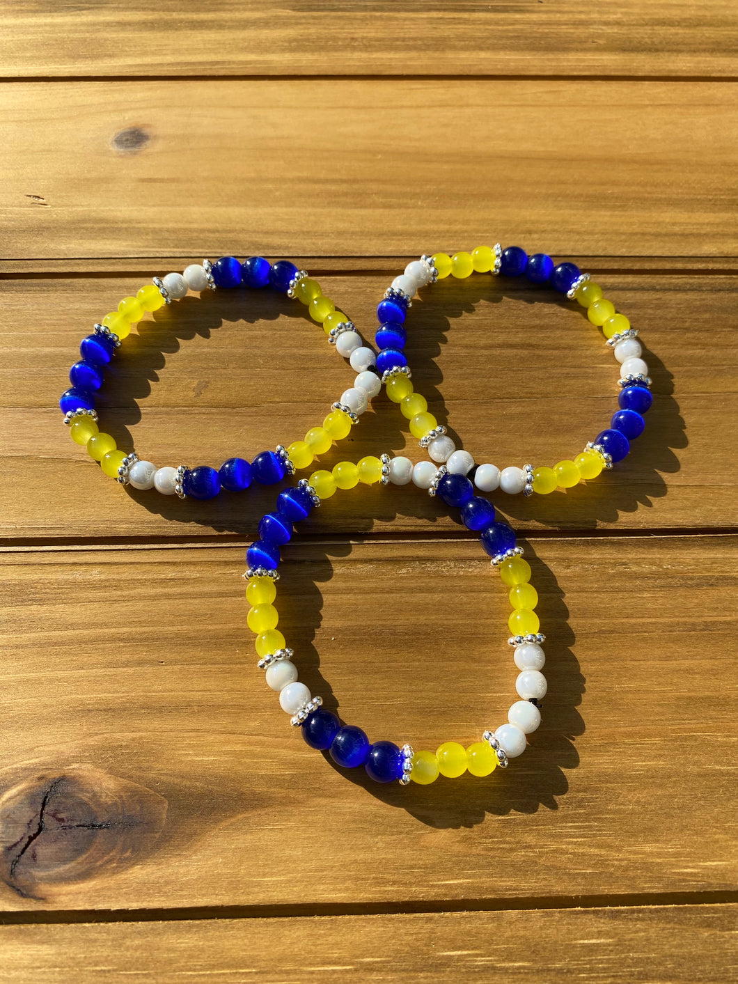 Yellow, Blue, and Pearl Bracelet